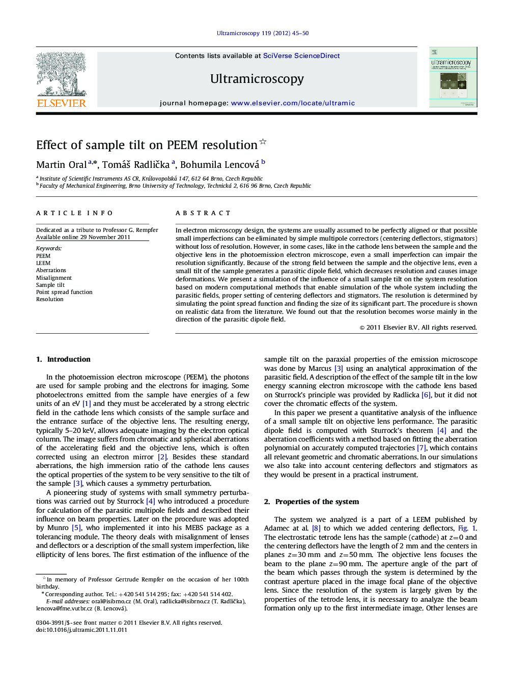 Effect of sample tilt on PEEM resolution 