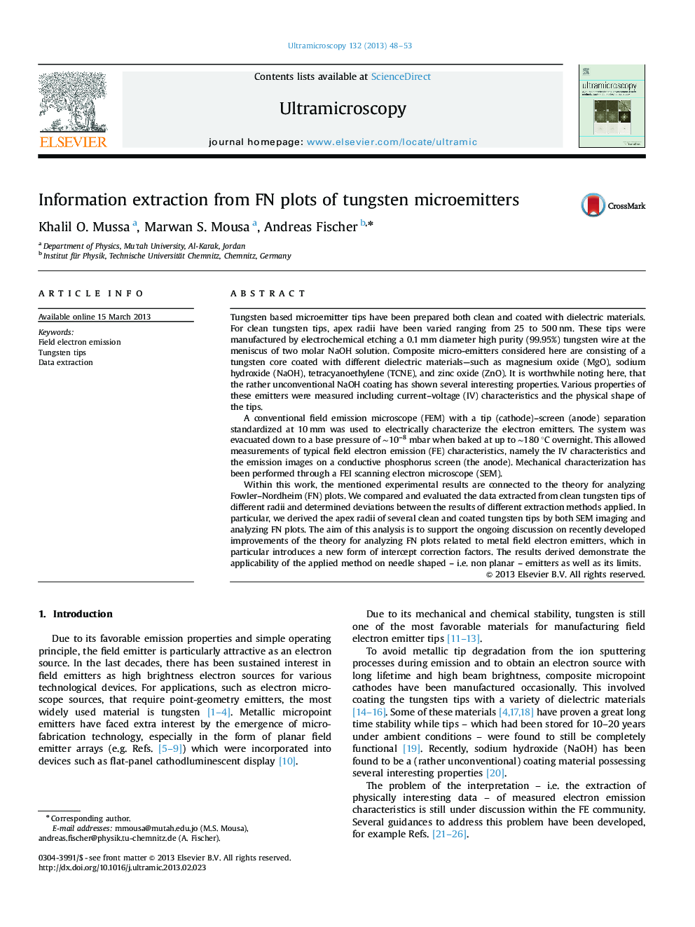 Information extraction from FN plots of tungsten microemitters