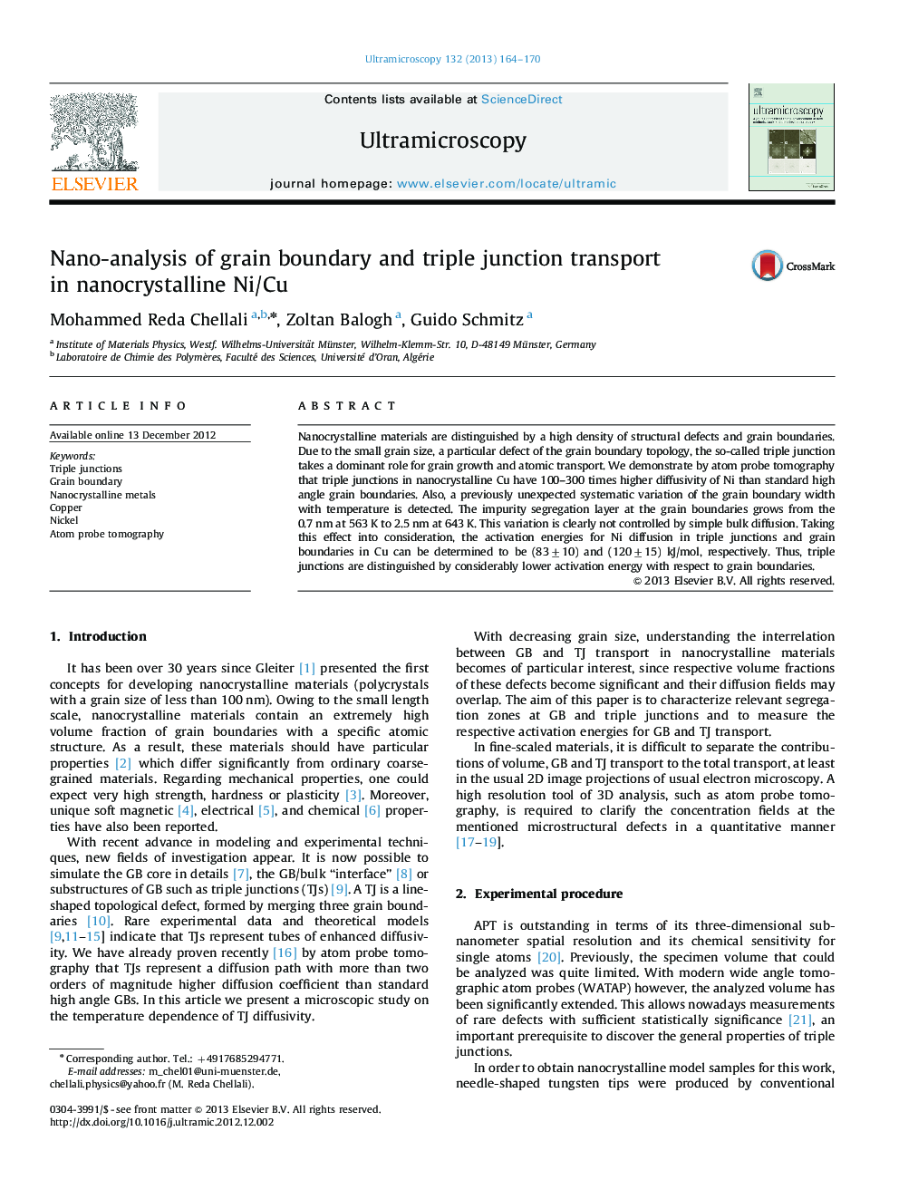 Nano-analysis of grain boundary and triple junction transport in nanocrystalline Ni/Cu