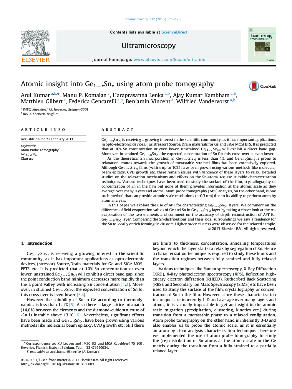 Atomic insight into Ge1−xSnx using atom probe tomography