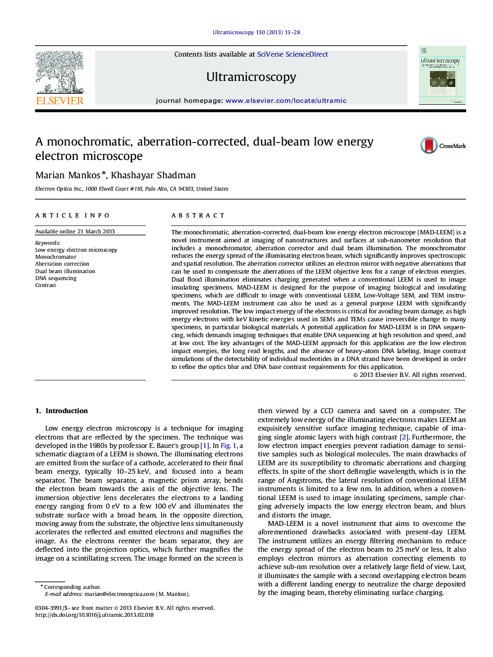 A monochromatic, aberration-corrected, dual-beam low energy electron microscope