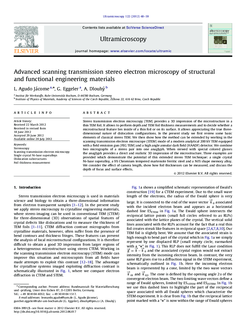 Advanced scanning transmission stereo electron microscopy of structural and functional engineering materials