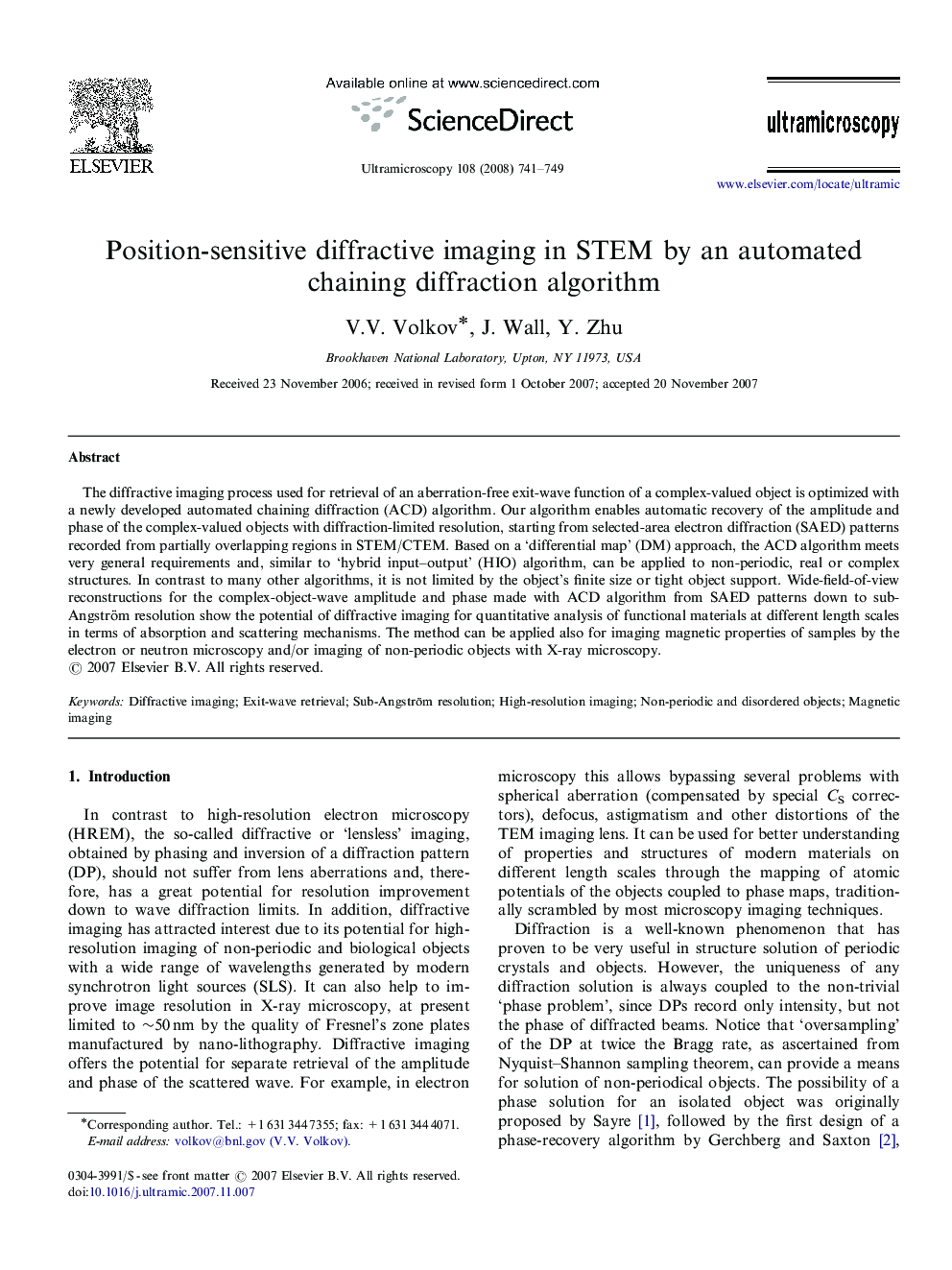 Position-sensitive diffractive imaging in STEM by an automated chaining diffraction algorithm