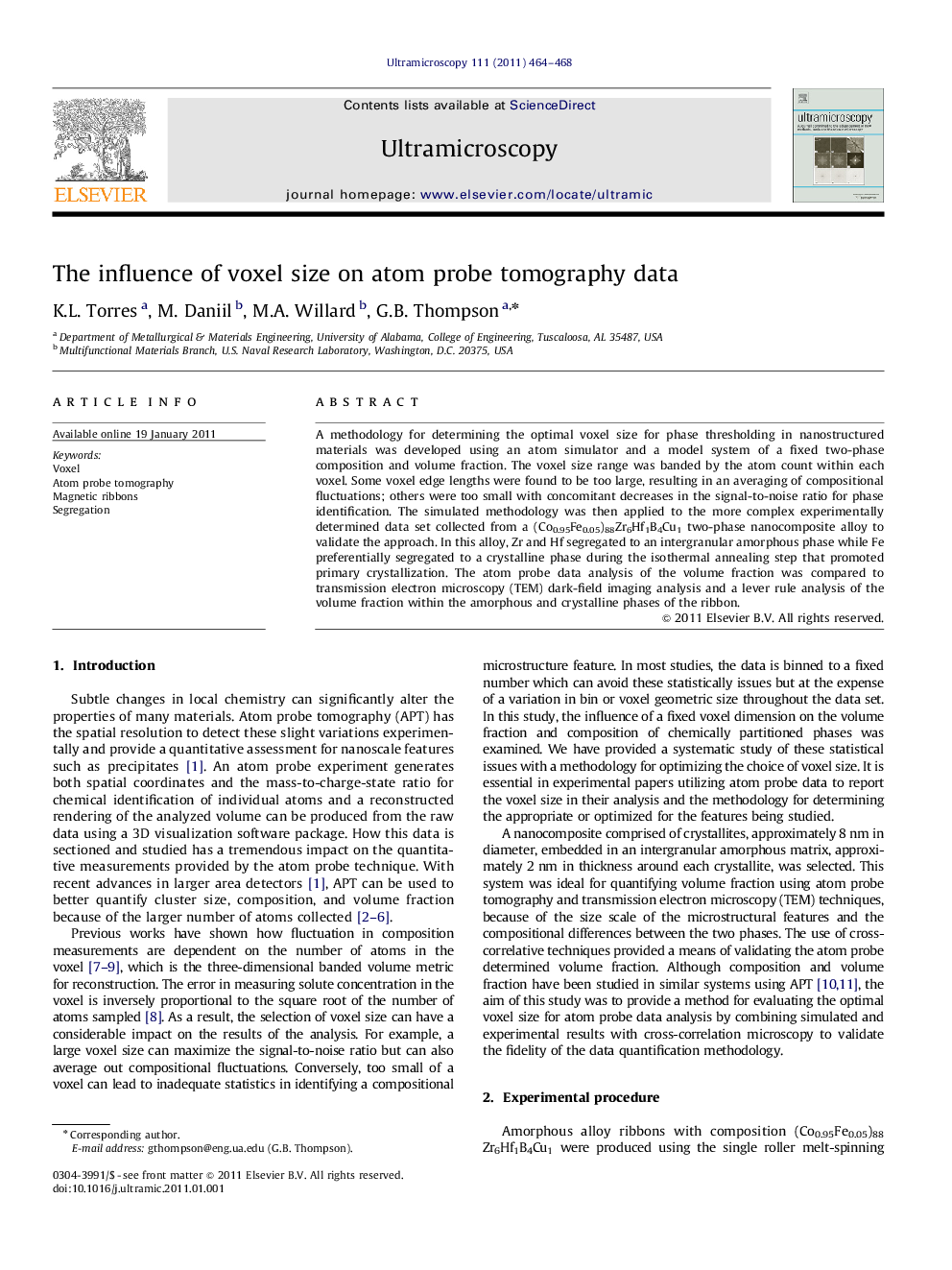 The influence of voxel size on atom probe tomography data