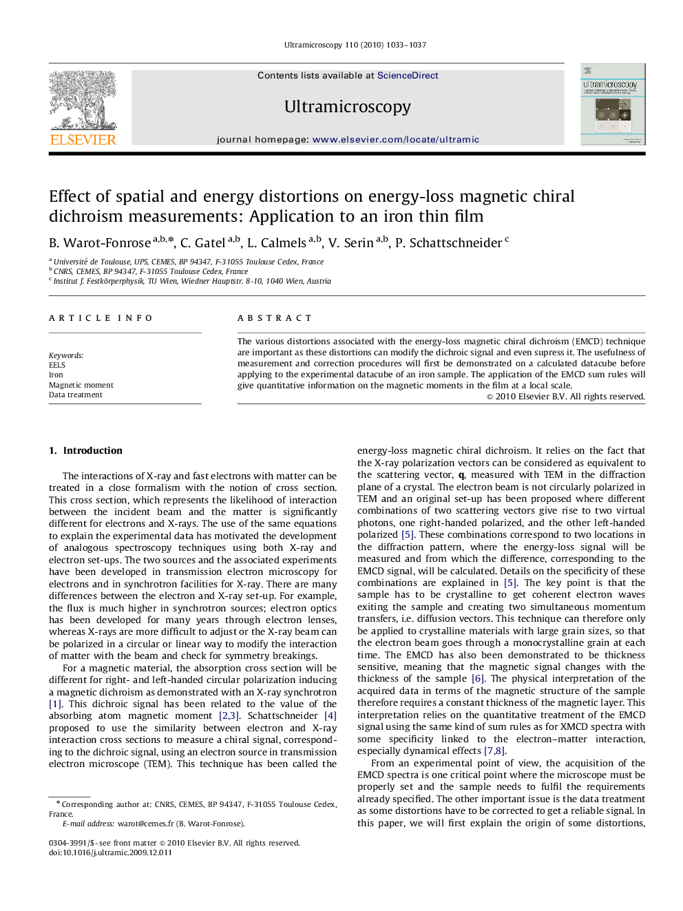 Effect of spatial and energy distortions on energy-loss magnetic chiral dichroism measurements: Application to an iron thin film