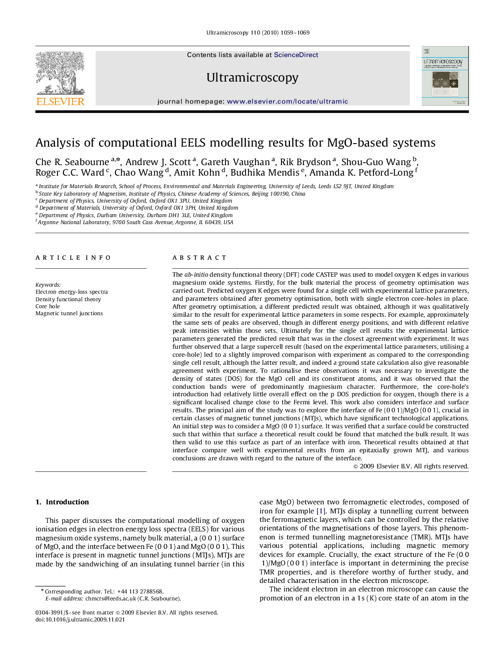 Analysis of computational EELS modelling results for MgO-based systems