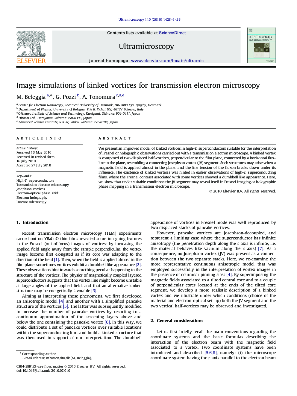 Image simulations of kinked vortices for transmission electron microscopy