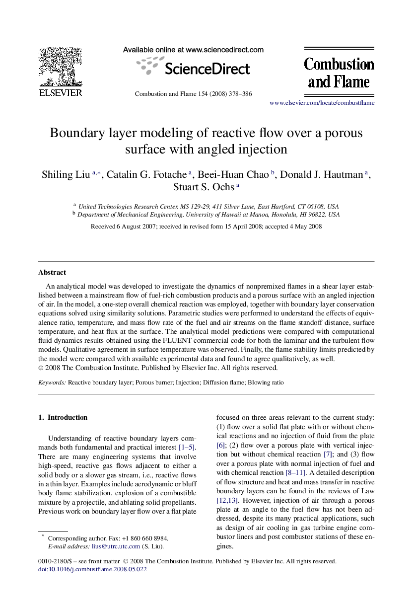 Boundary layer modeling of reactive flow over a porous surface with angled injection