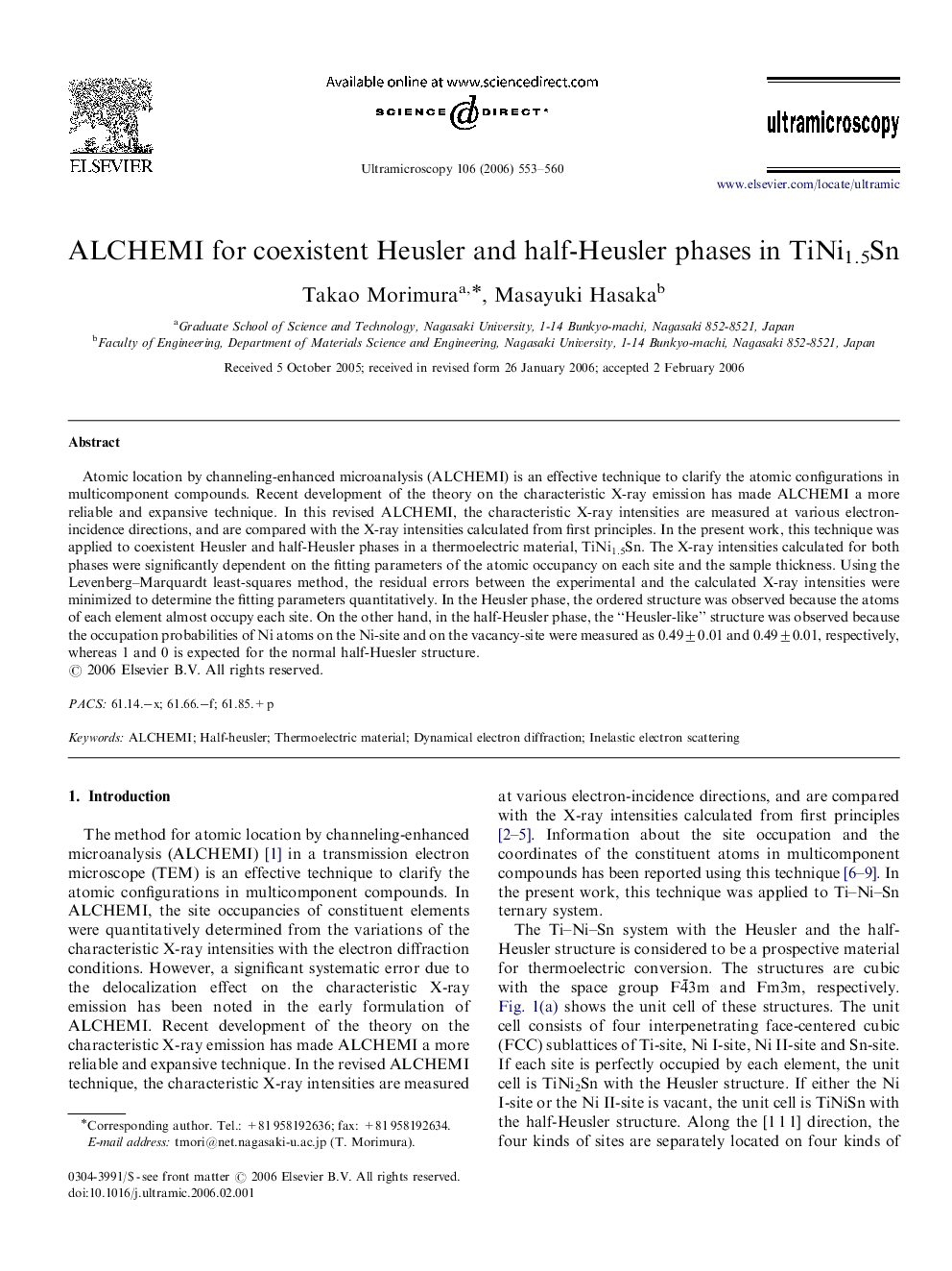 ALCHEMI for coexistent Heusler and half-Heusler phases in TiNi1.5Sn