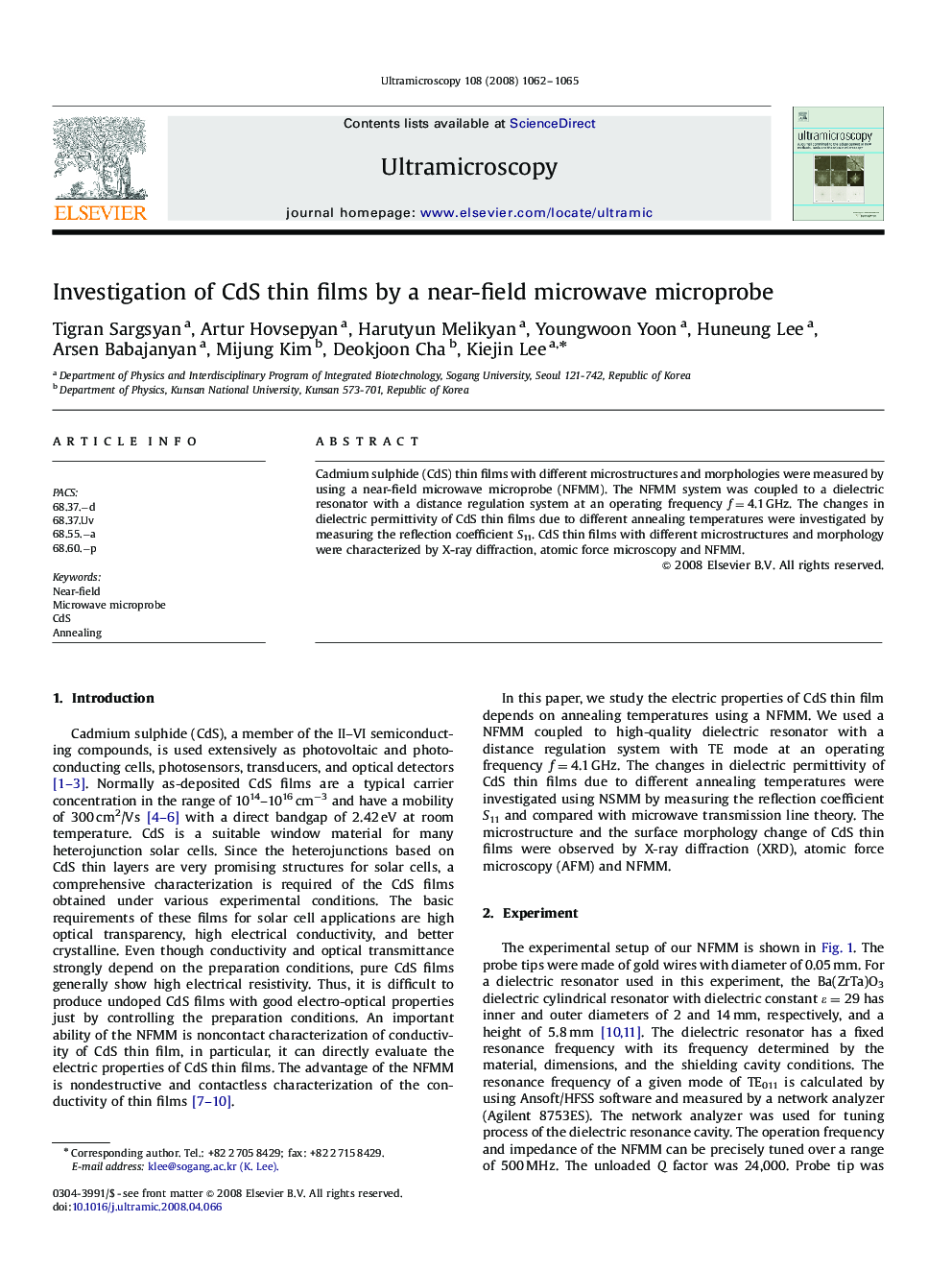 Investigation of CdS thin films by a near-field microwave microprobe