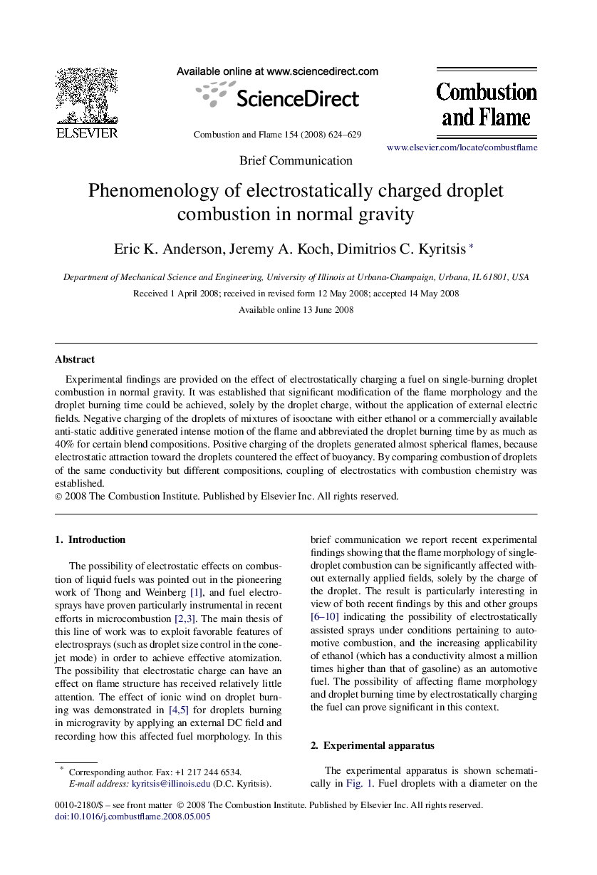 Phenomenology of electrostatically charged droplet combustion in normal gravity