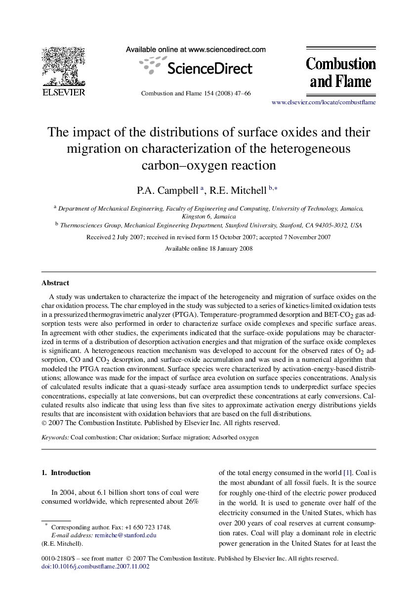 The impact of the distributions of surface oxides and their migration on characterization of the heterogeneous carbon–oxygen reaction