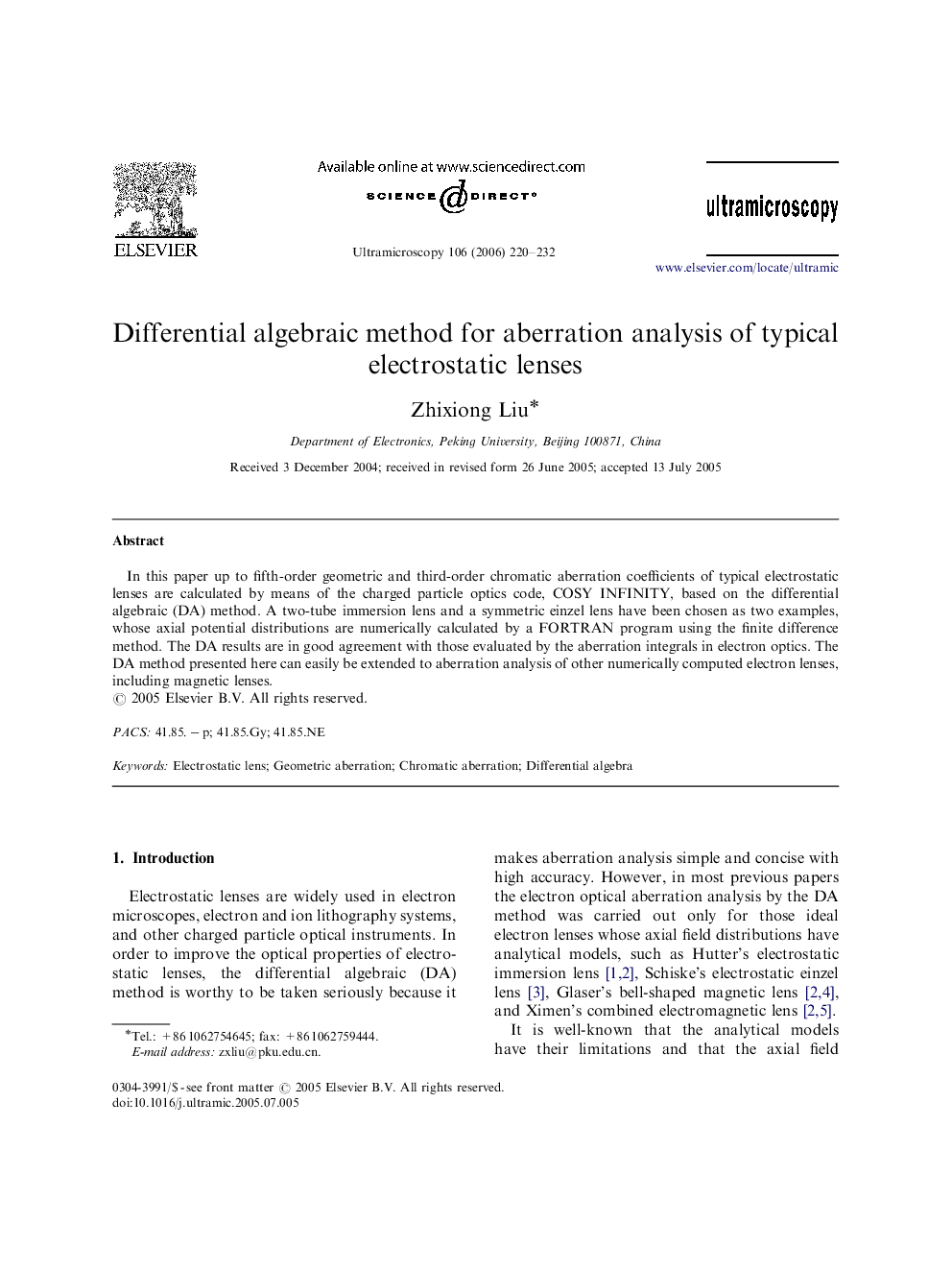 Differential algebraic method for aberration analysis of typical electrostatic lenses