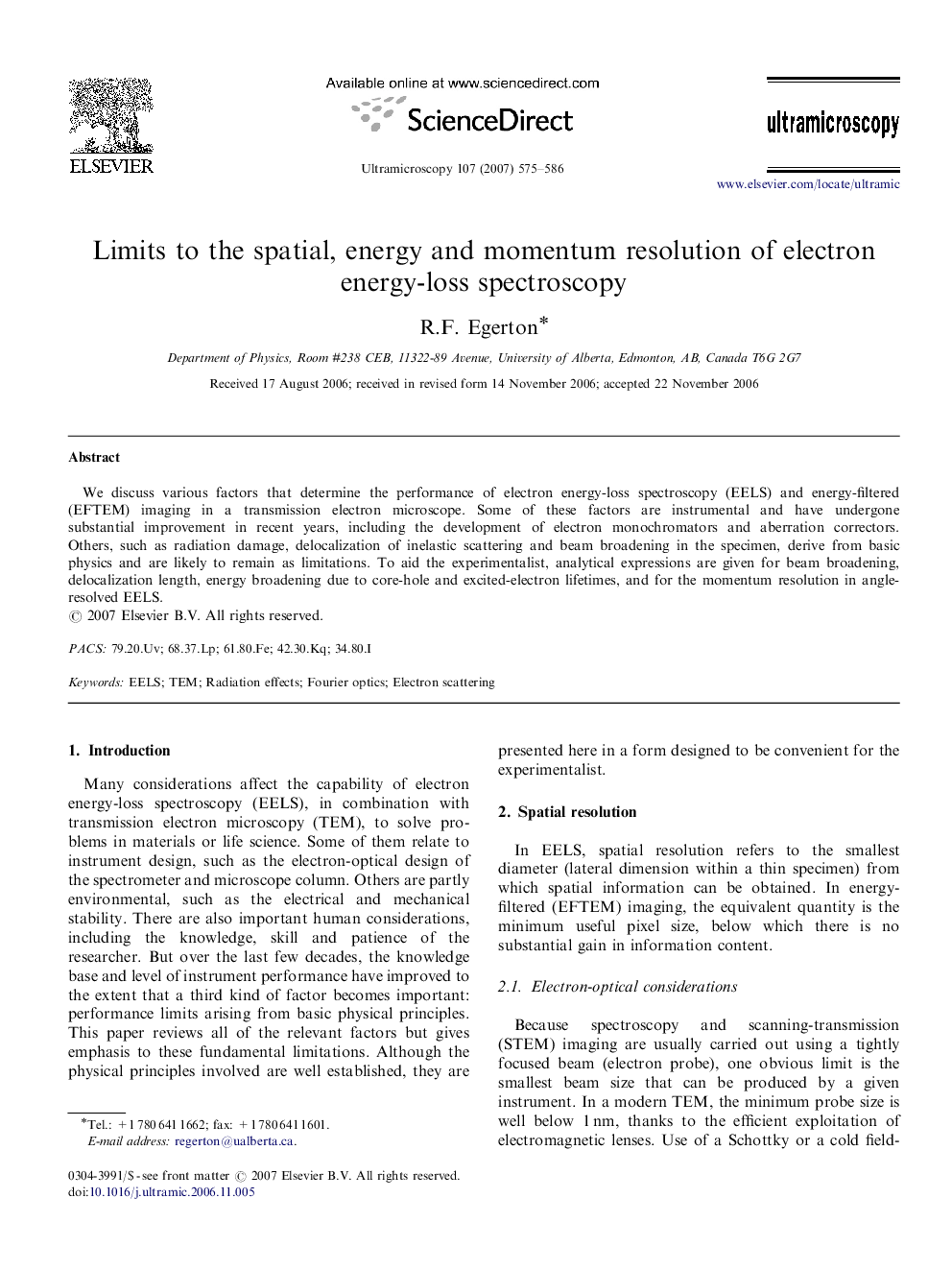 Limits to the spatial, energy and momentum resolution of electron energy-loss spectroscopy