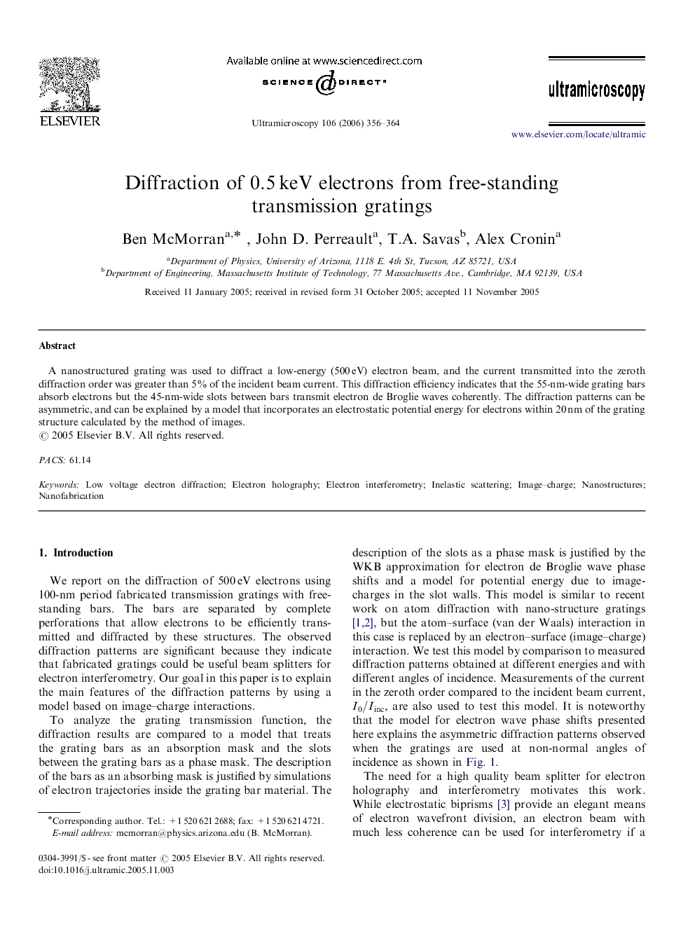 Diffraction of 0.5 keV electrons from free-standing transmission gratings