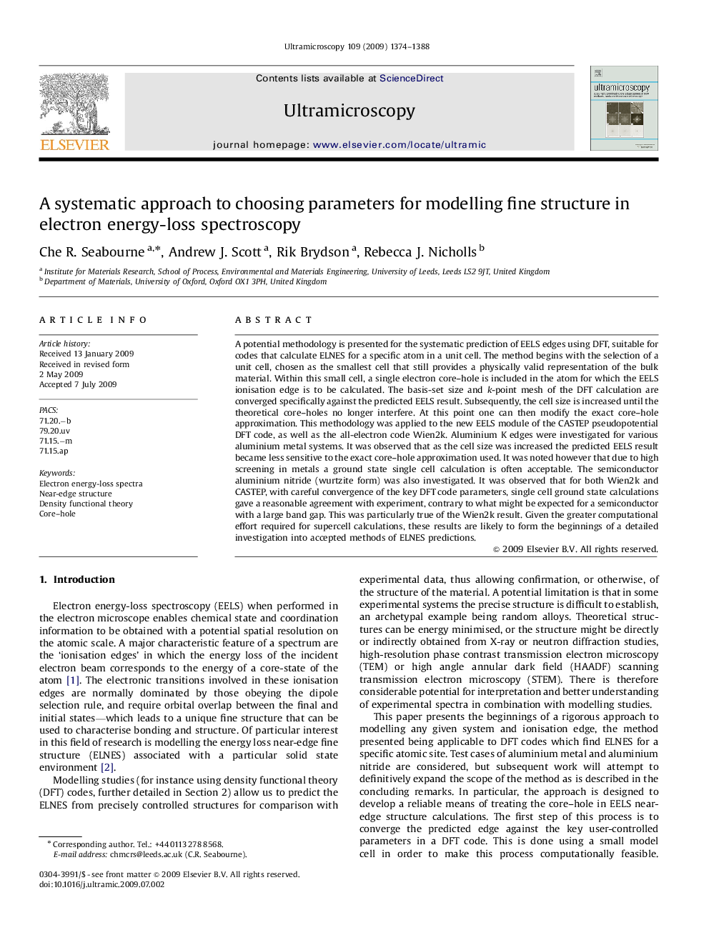 A systematic approach to choosing parameters for modelling fine structure in electron energy-loss spectroscopy