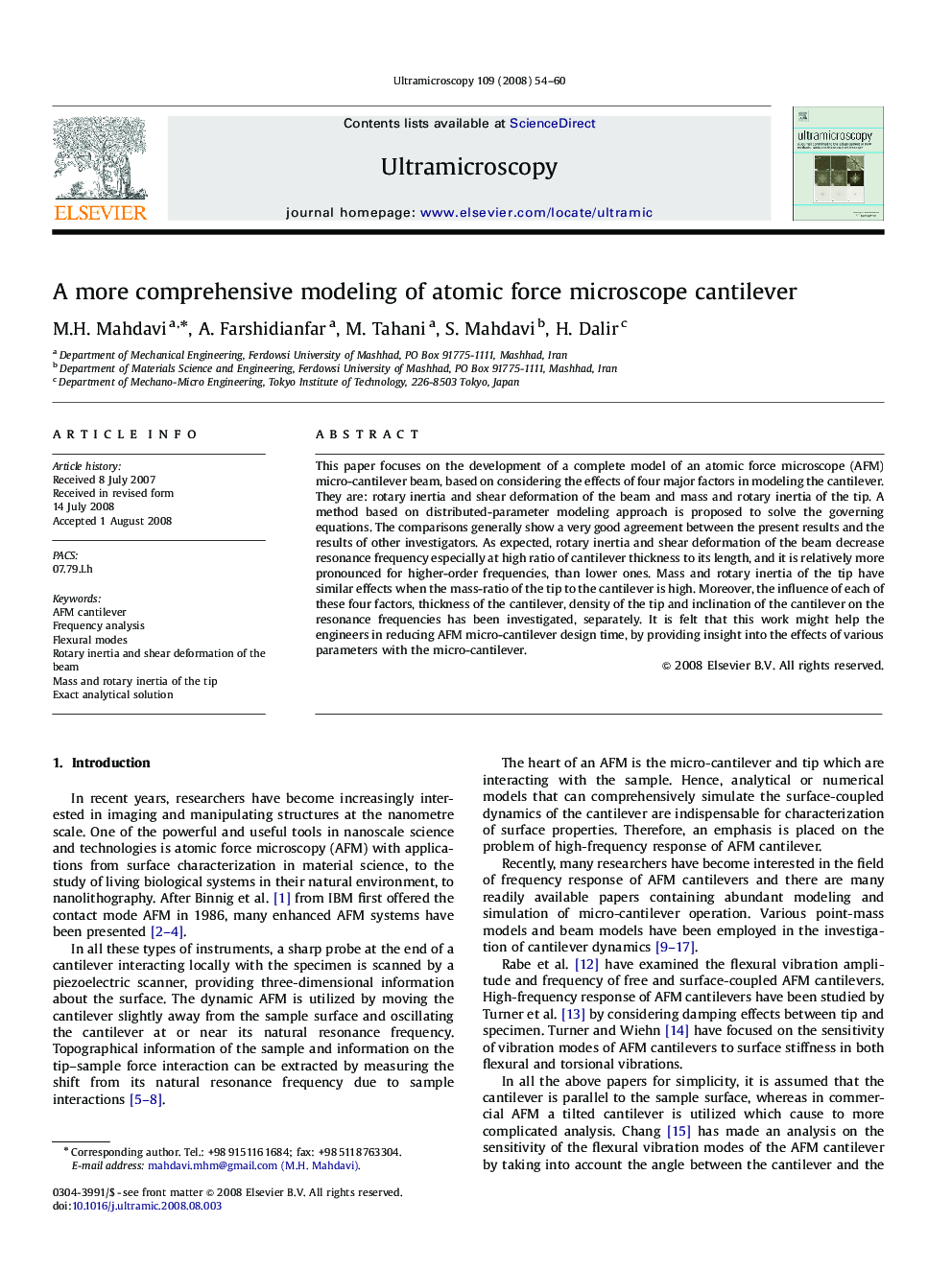 A more comprehensive modeling of atomic force microscope cantilever