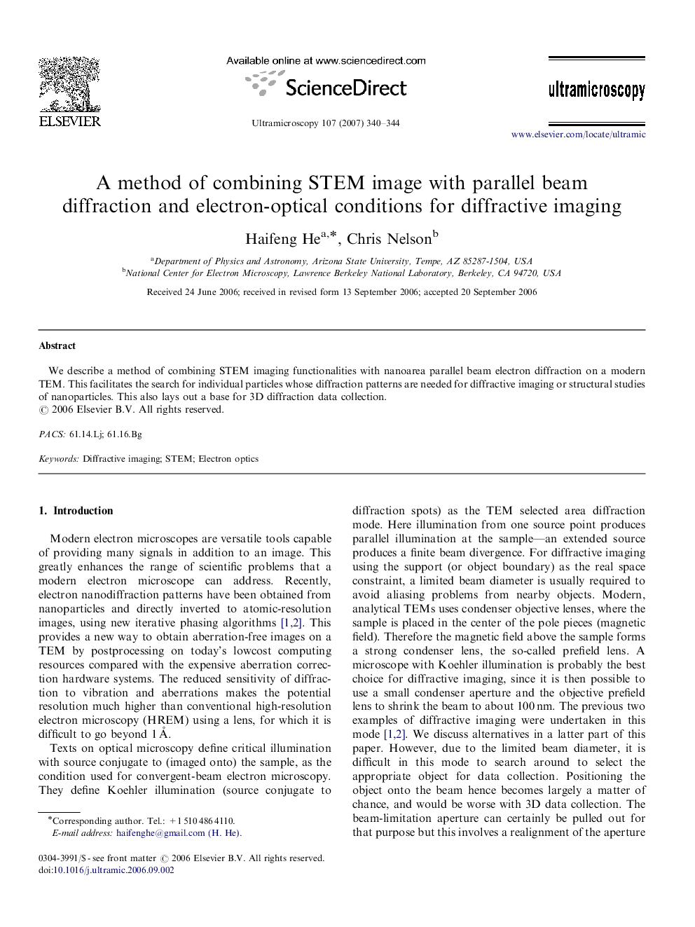 A method of combining STEM image with parallel beam diffraction and electron-optical conditions for diffractive imaging