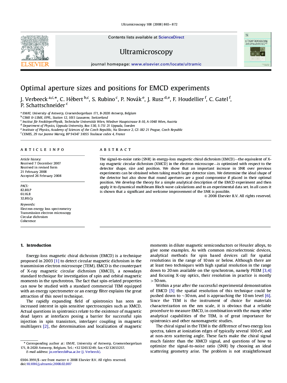 Optimal aperture sizes and positions for EMCD experiments