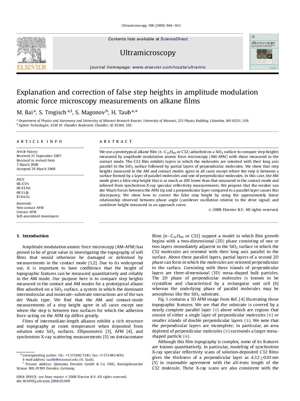 Explanation and correction of false step heights in amplitude modulation atomic force microscopy measurements on alkane films