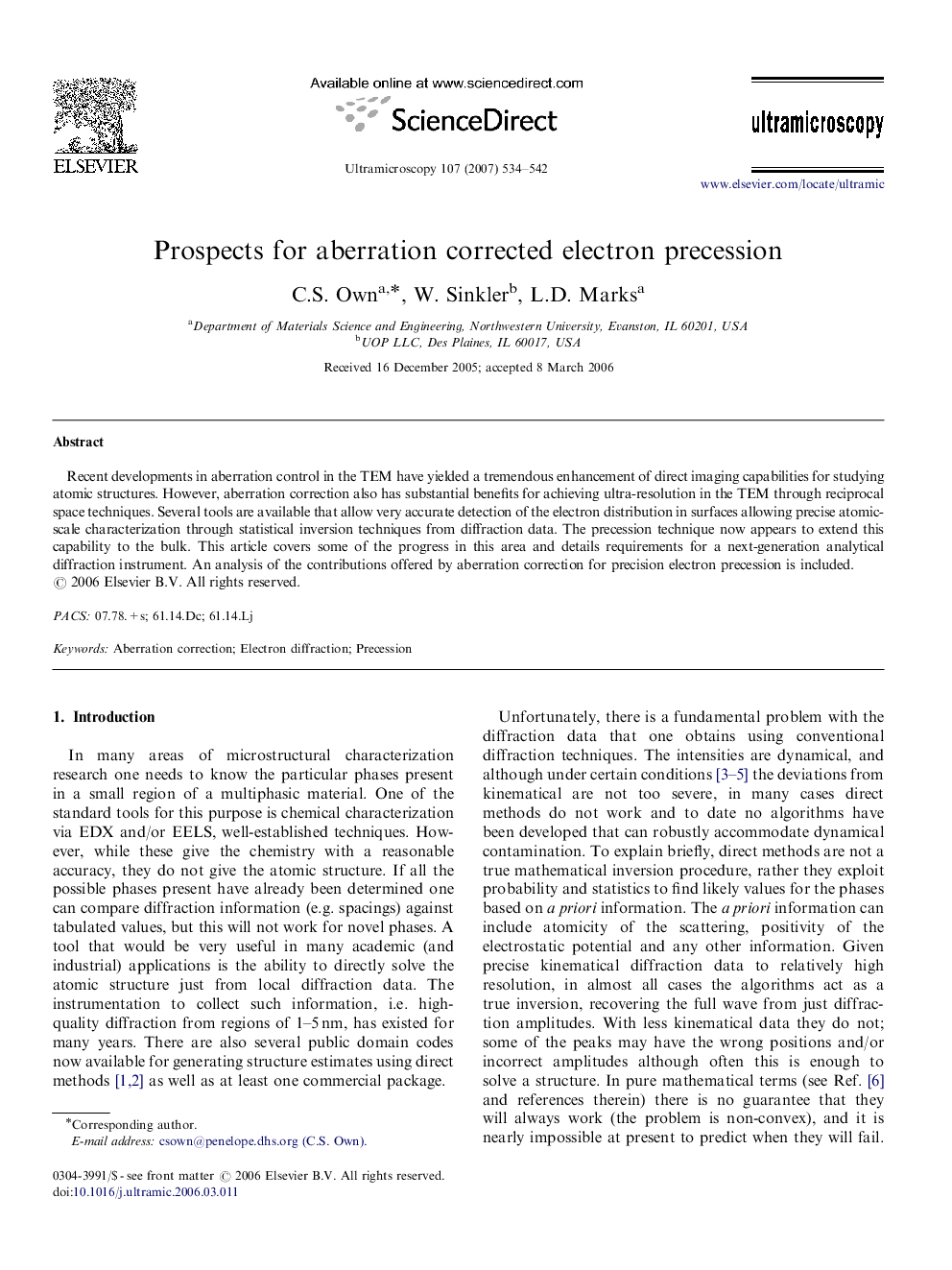 Prospects for aberration corrected electron precession