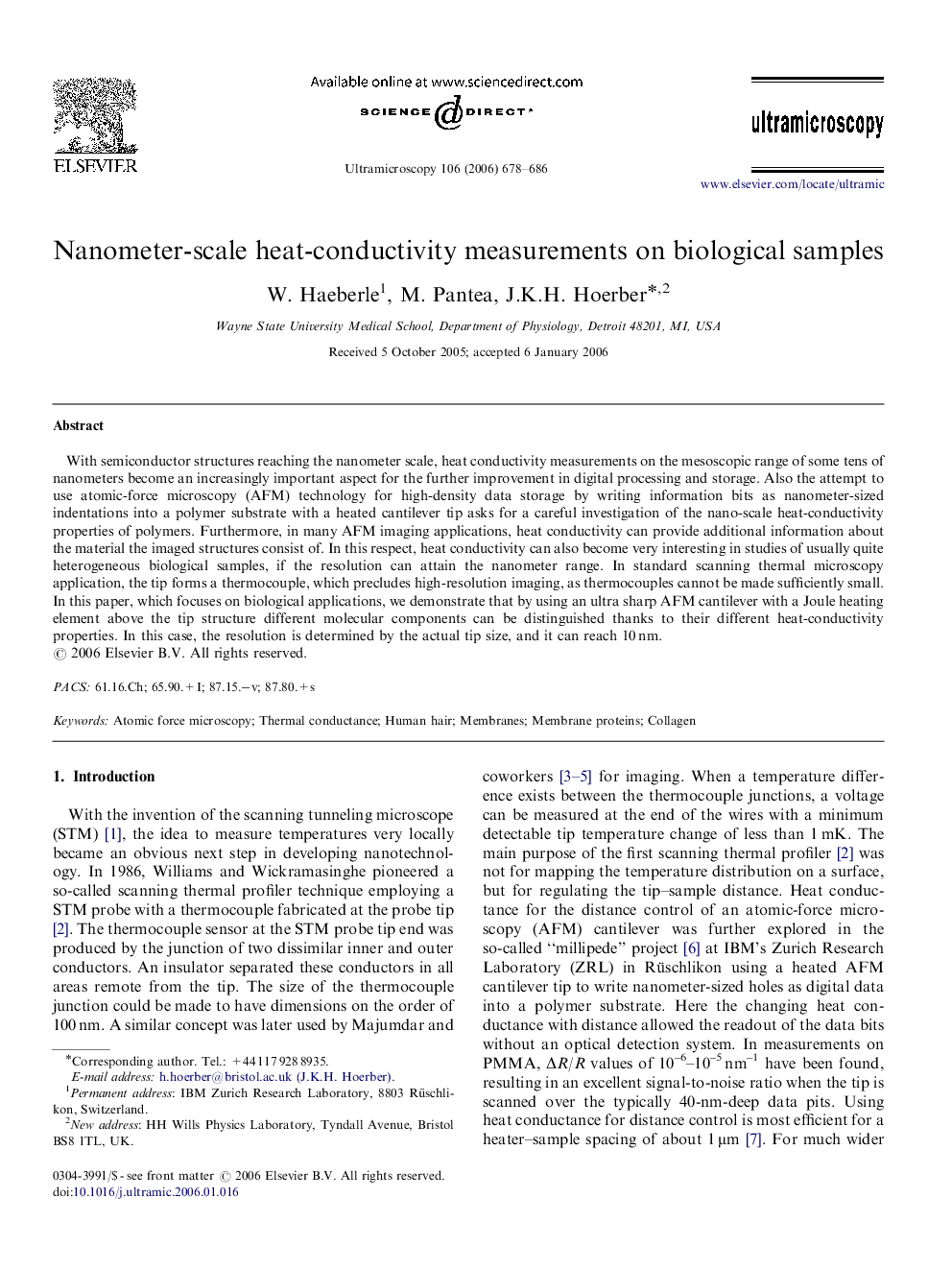 Nanometer-scale heat-conductivity measurements on biological samples