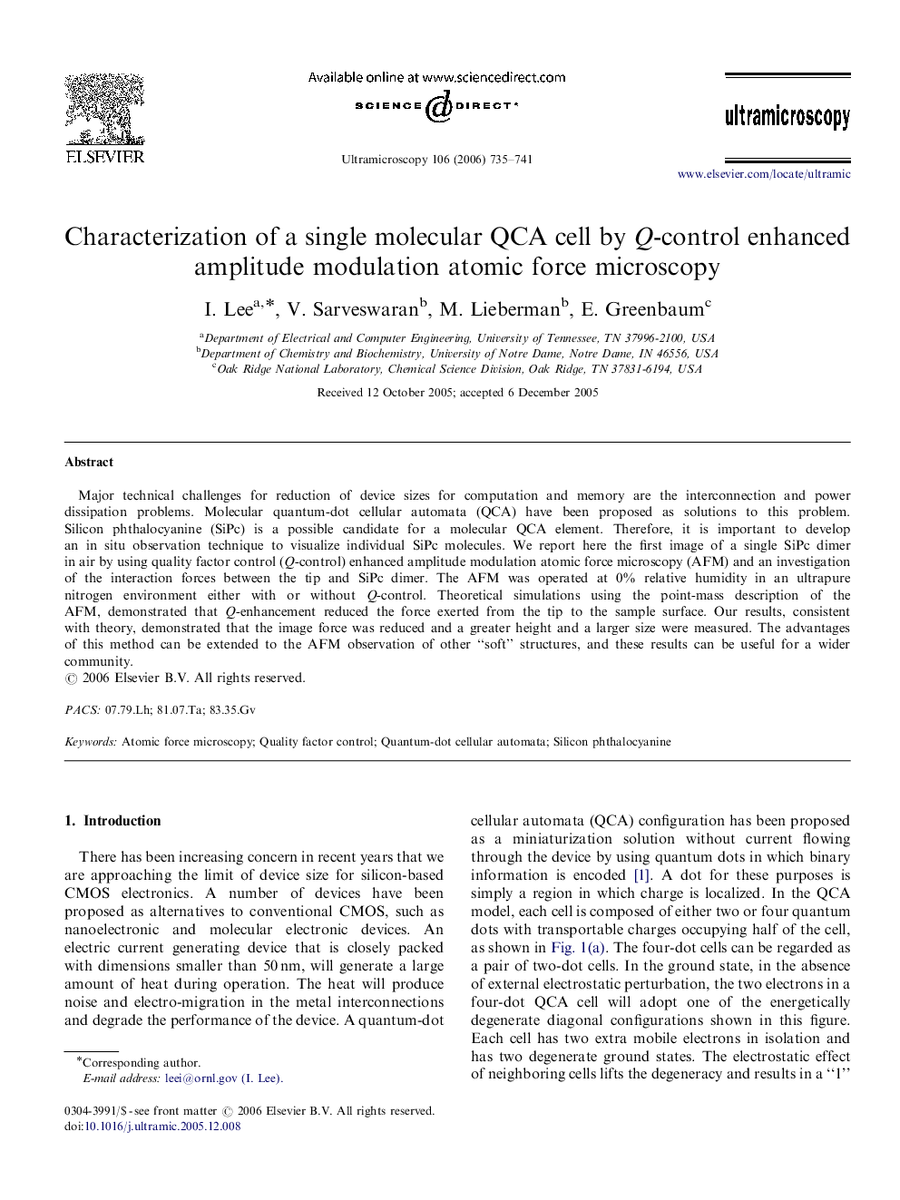 Characterization of a single molecular QCA cell by Q-control enhanced amplitude modulation atomic force microscopy