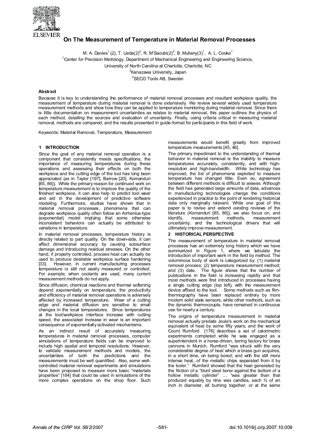 On The Measurement of Temperature in Material Removal Processes