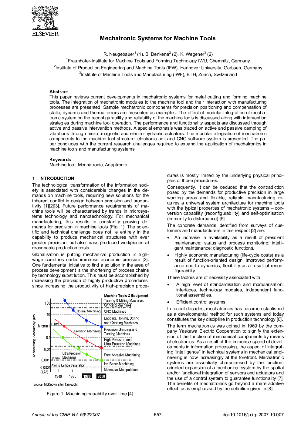 Mechatronic Systems for Machine Tools