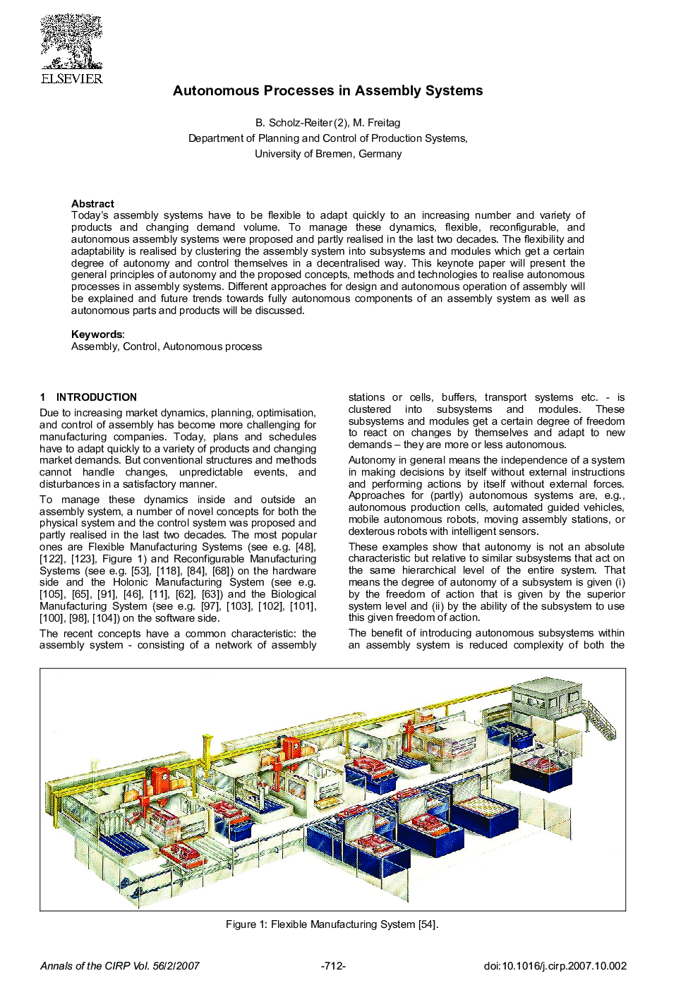 Autonomous Processes in Assembly Systems