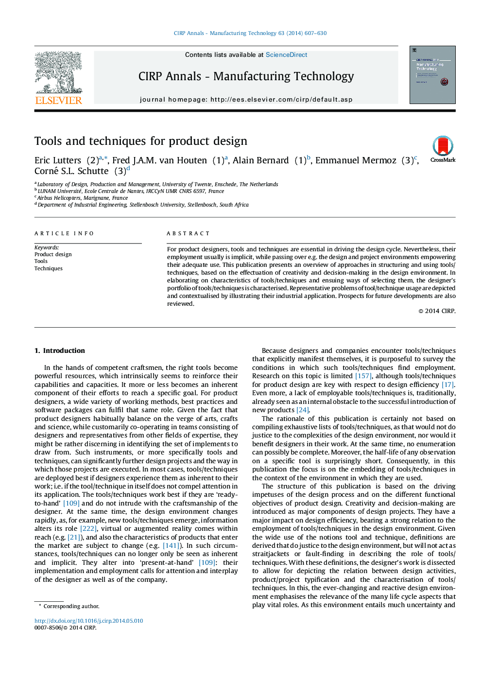 Tools and techniques for product design