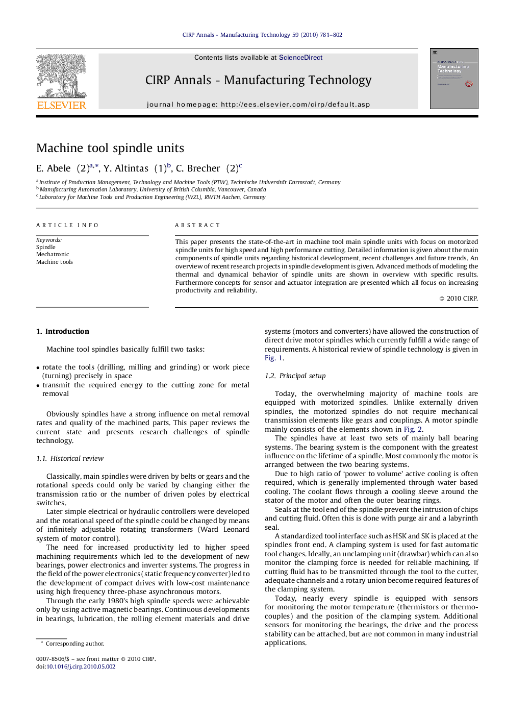 Machine tool spindle units