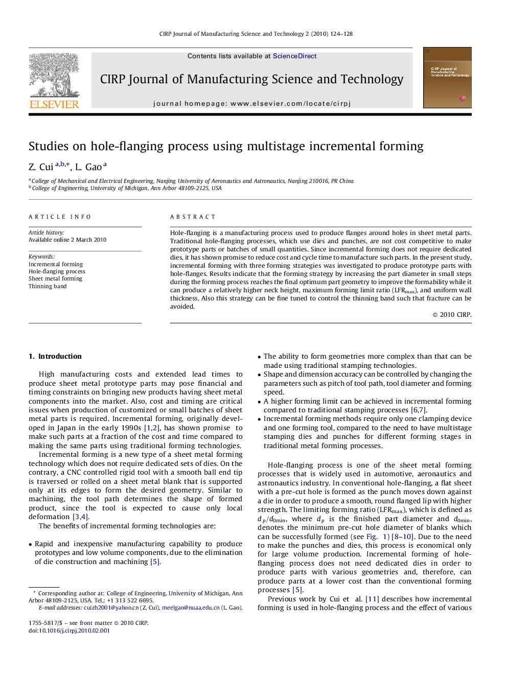 Studies on hole-flanging process using multistage incremental forming