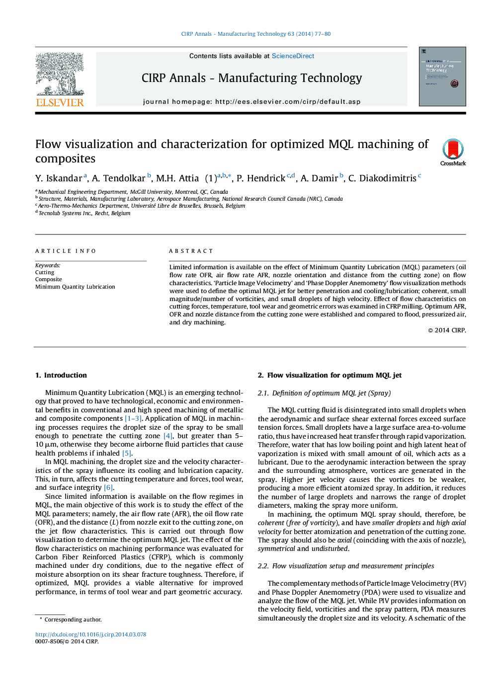 Flow visualization and characterization for optimized MQL machining of composites