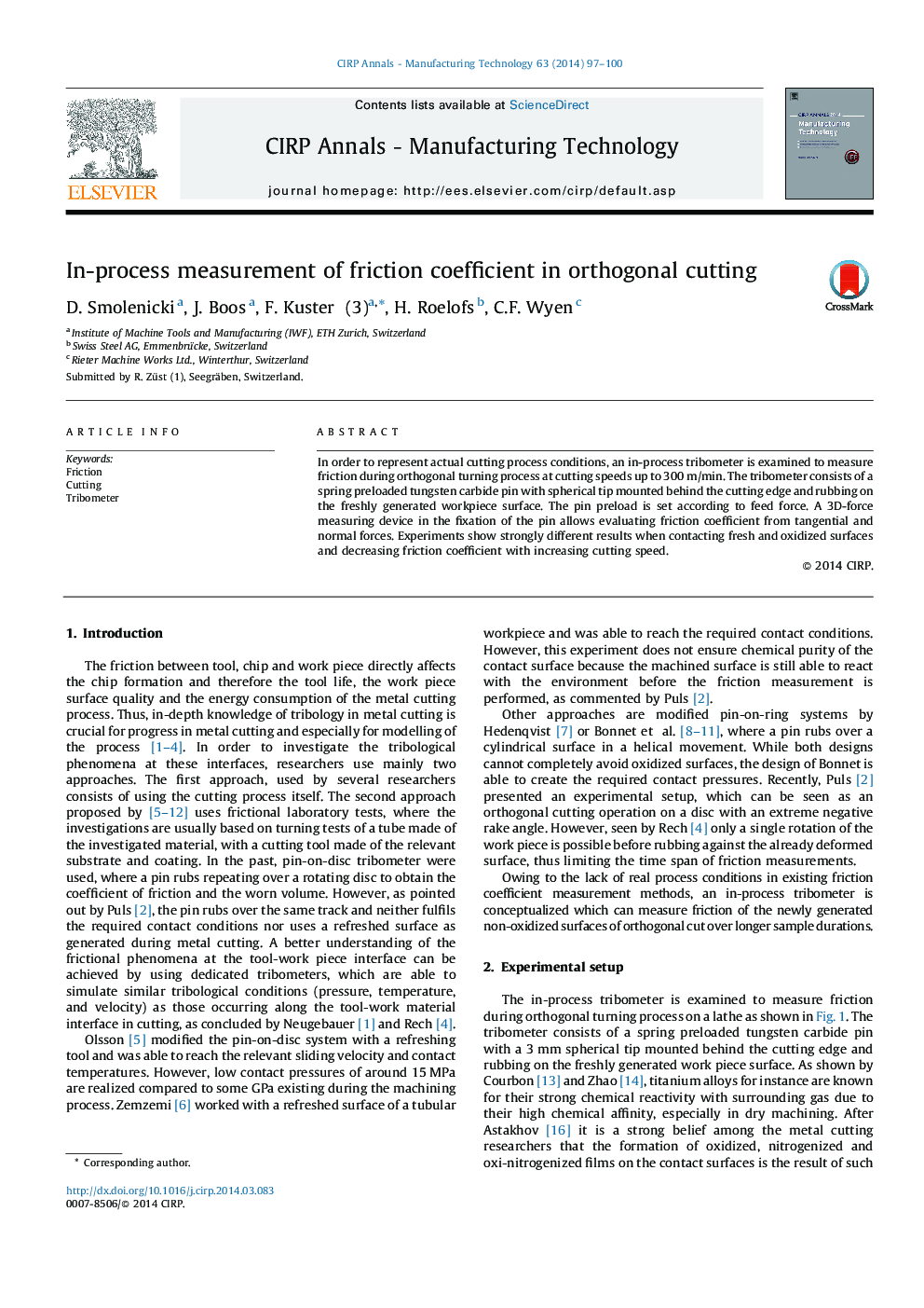 In-process measurement of friction coefficient in orthogonal cutting