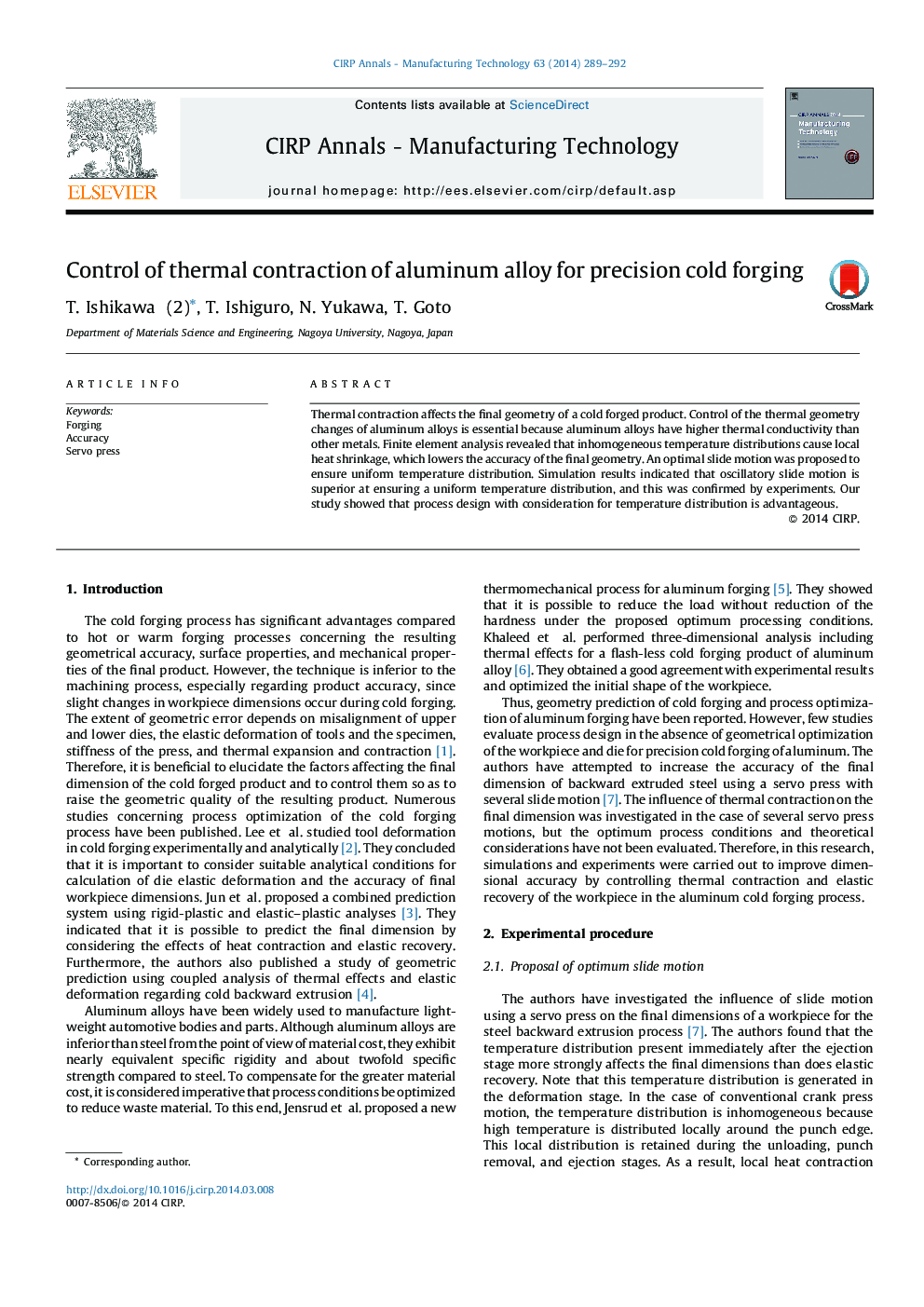 Control of thermal contraction of aluminum alloy for precision cold forging