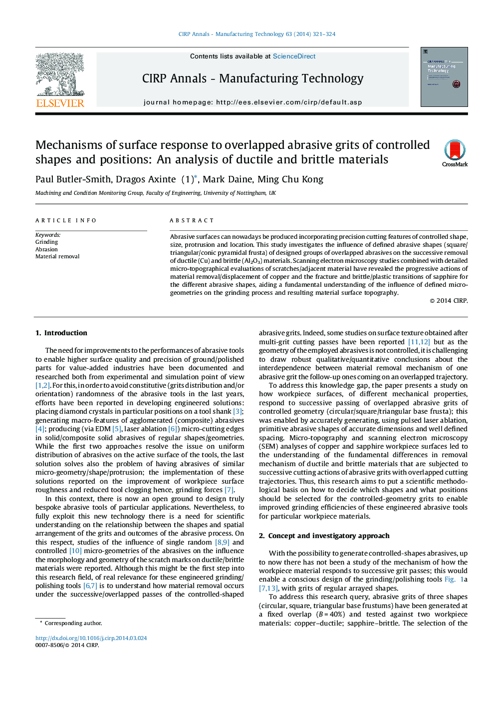 Mechanisms of surface response to overlapped abrasive grits of controlled shapes and positions: An analysis of ductile and brittle materials