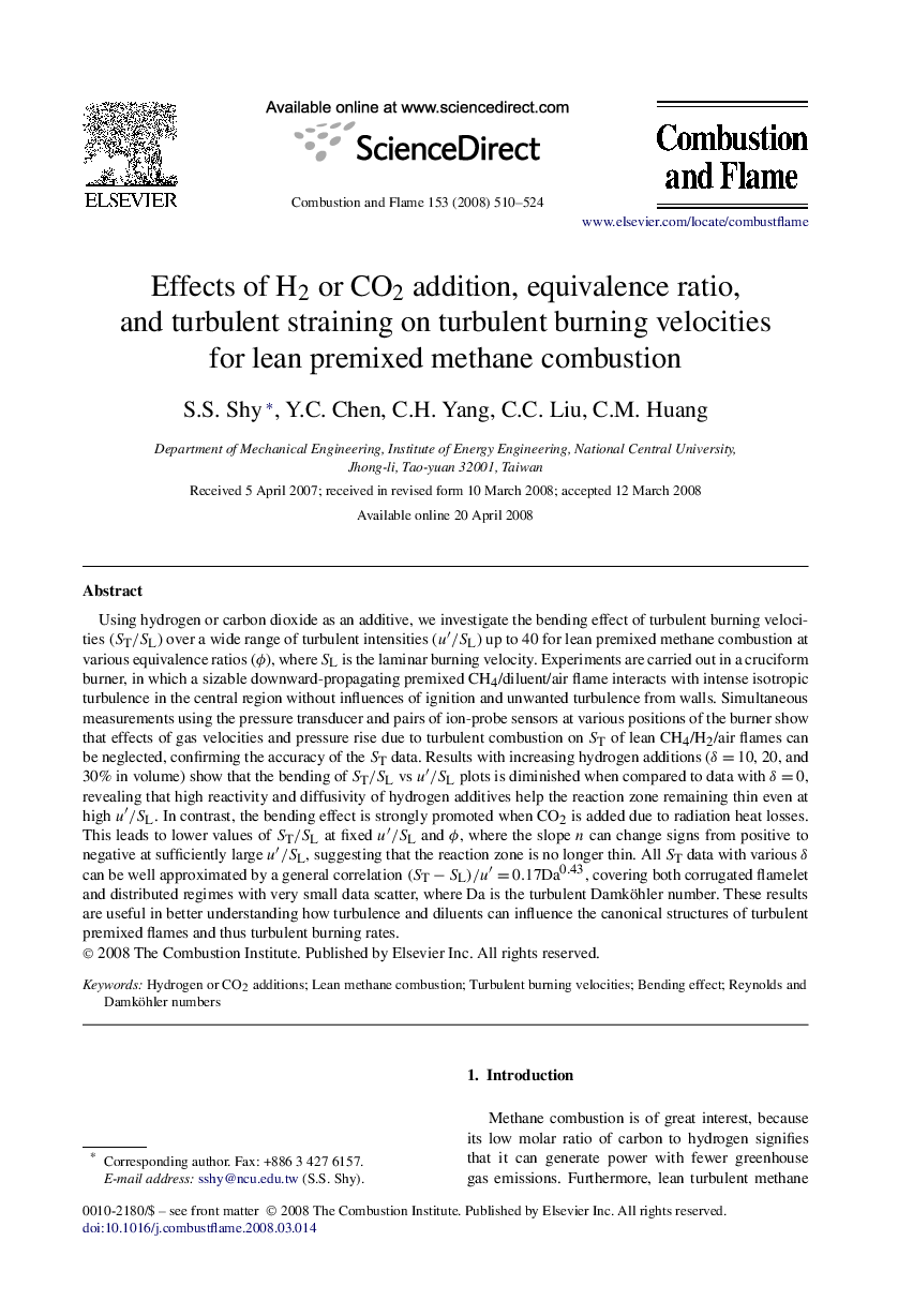 Effects of H2 or CO2 addition, equivalence ratio, and turbulent straining on turbulent burning velocities for lean premixed methane combustion