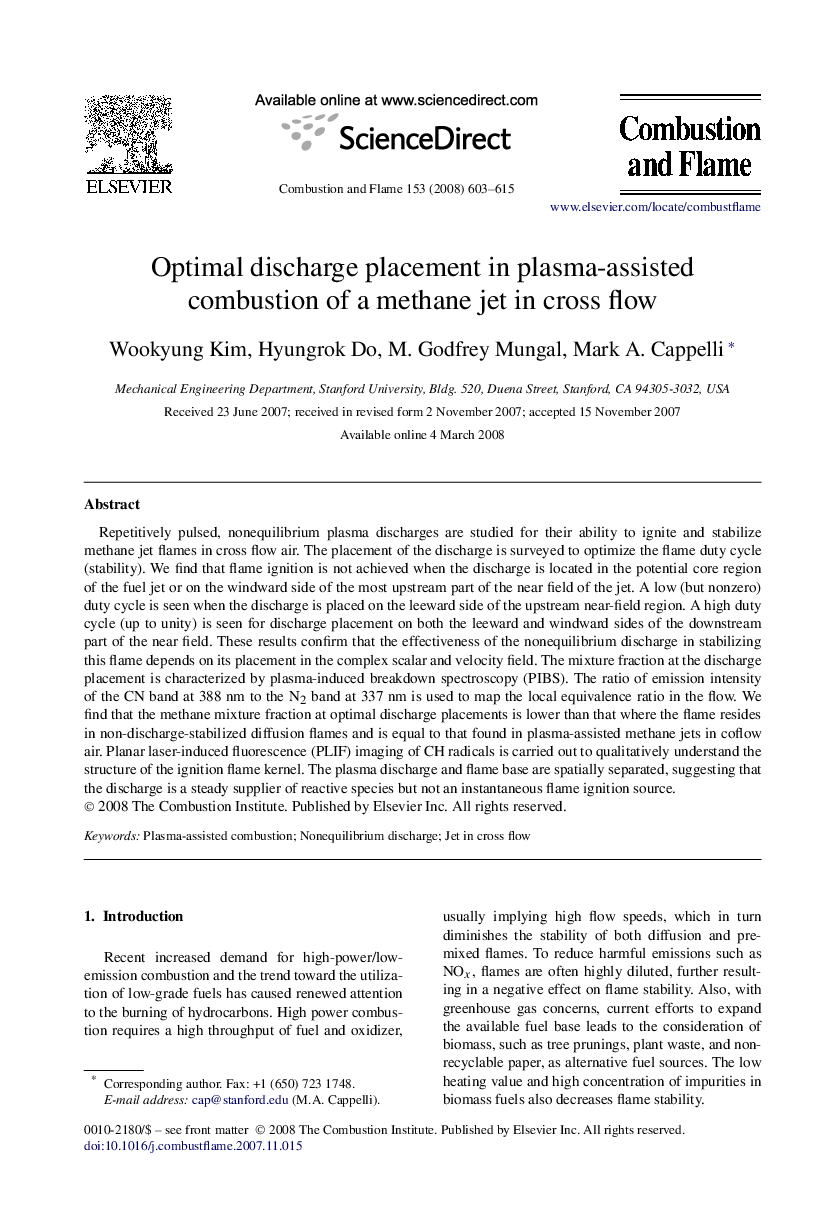 Optimal discharge placement in plasma-assisted combustion of a methane jet in cross flow