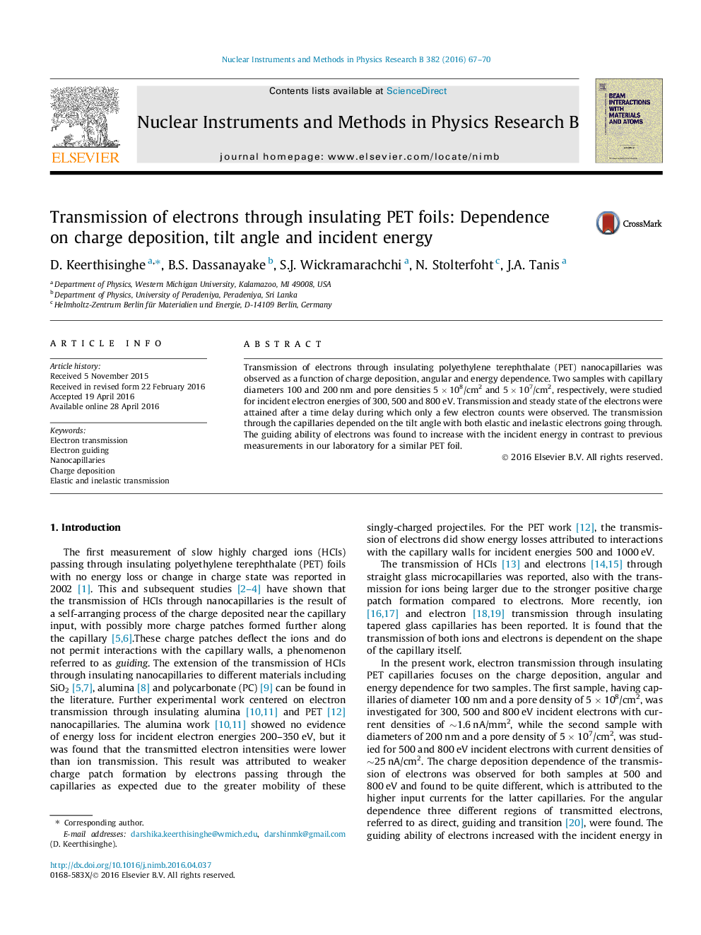 Transmission of electrons through insulating PET foils: Dependence on charge deposition, tilt angle and incident energy