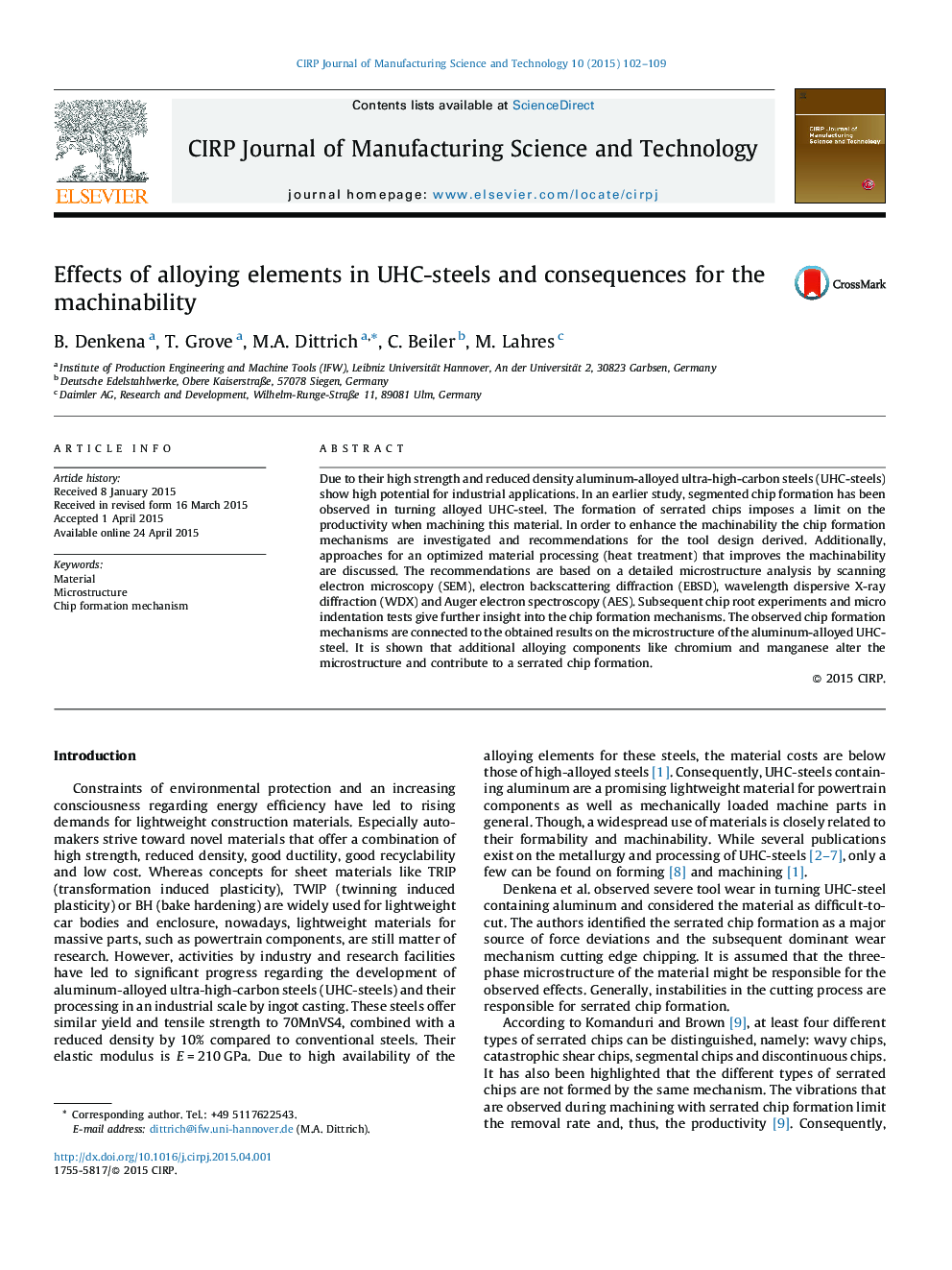 Effects of alloying elements in UHC-steels and consequences for the machinability