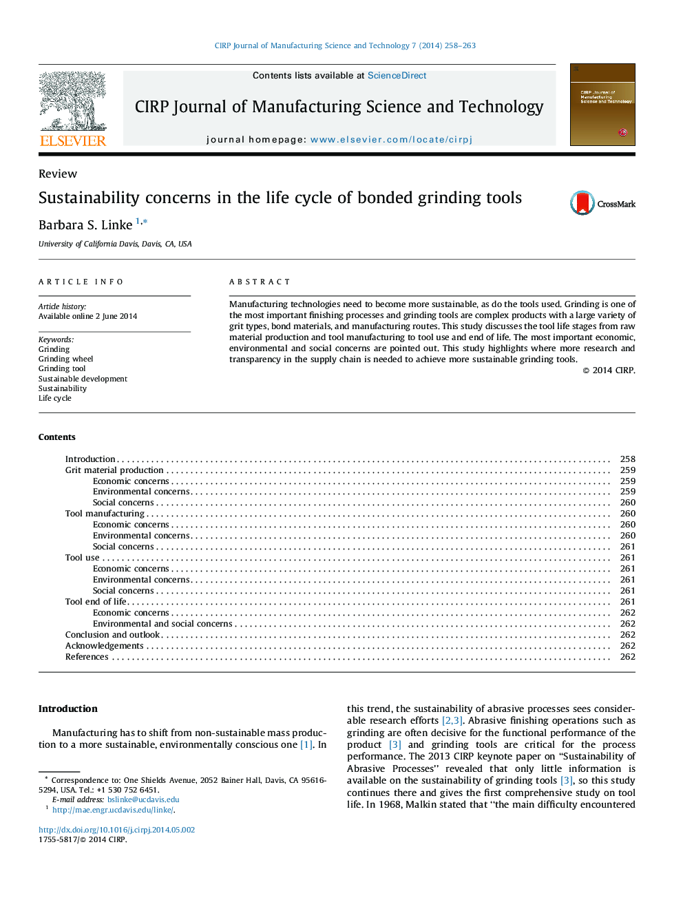 Sustainability concerns in the life cycle of bonded grinding tools