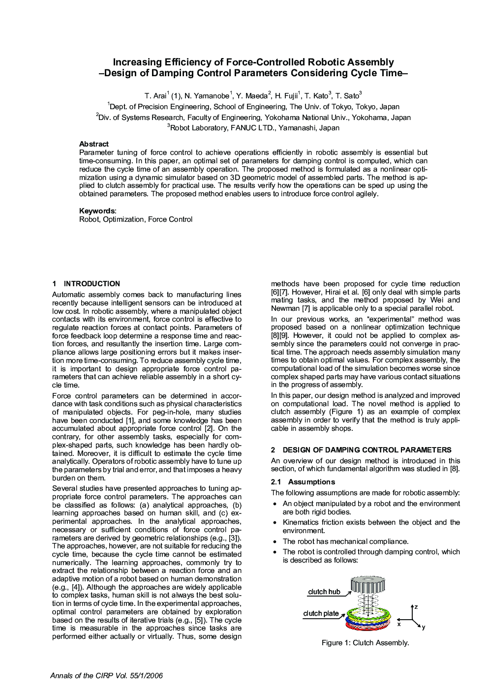 Increasing Efficiency of Force-Controlled Robotic Assembly: –Design of Damping Control Parameters Considering Cycle Time–