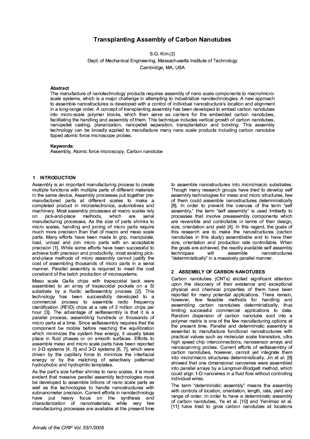 Transplanting Assembly of Carbon Nanotubes