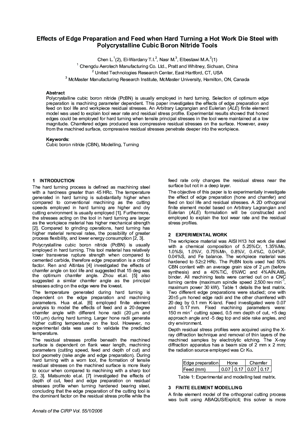 Effects of Edge Preparation and Feed when Hard Turning a Hot Work Die Steel with Polycrystalline Cubic Boron Nitride Tools