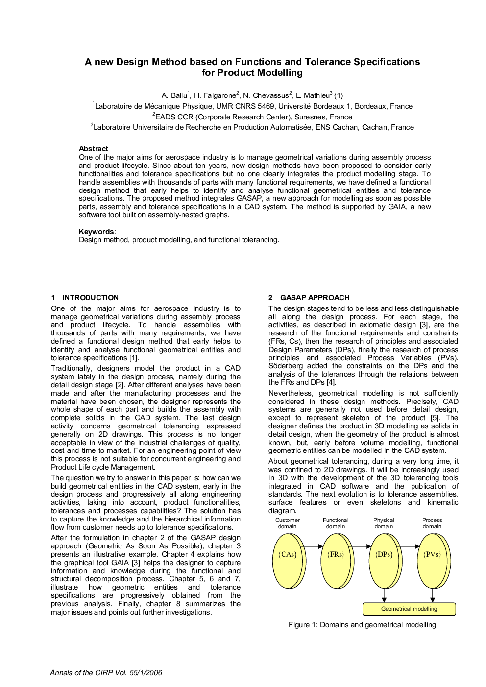 A new Design Method based on Functions and Tolerance Specifications for Product Modelling