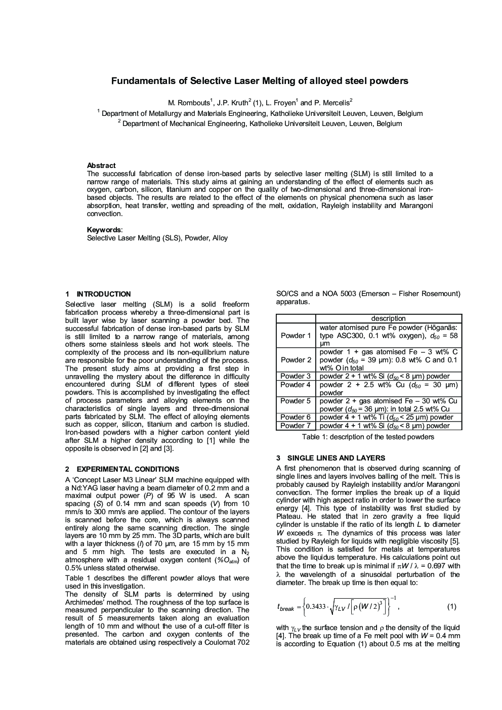 Fundamentals of Selective Laser Melting of alloyed steel powders