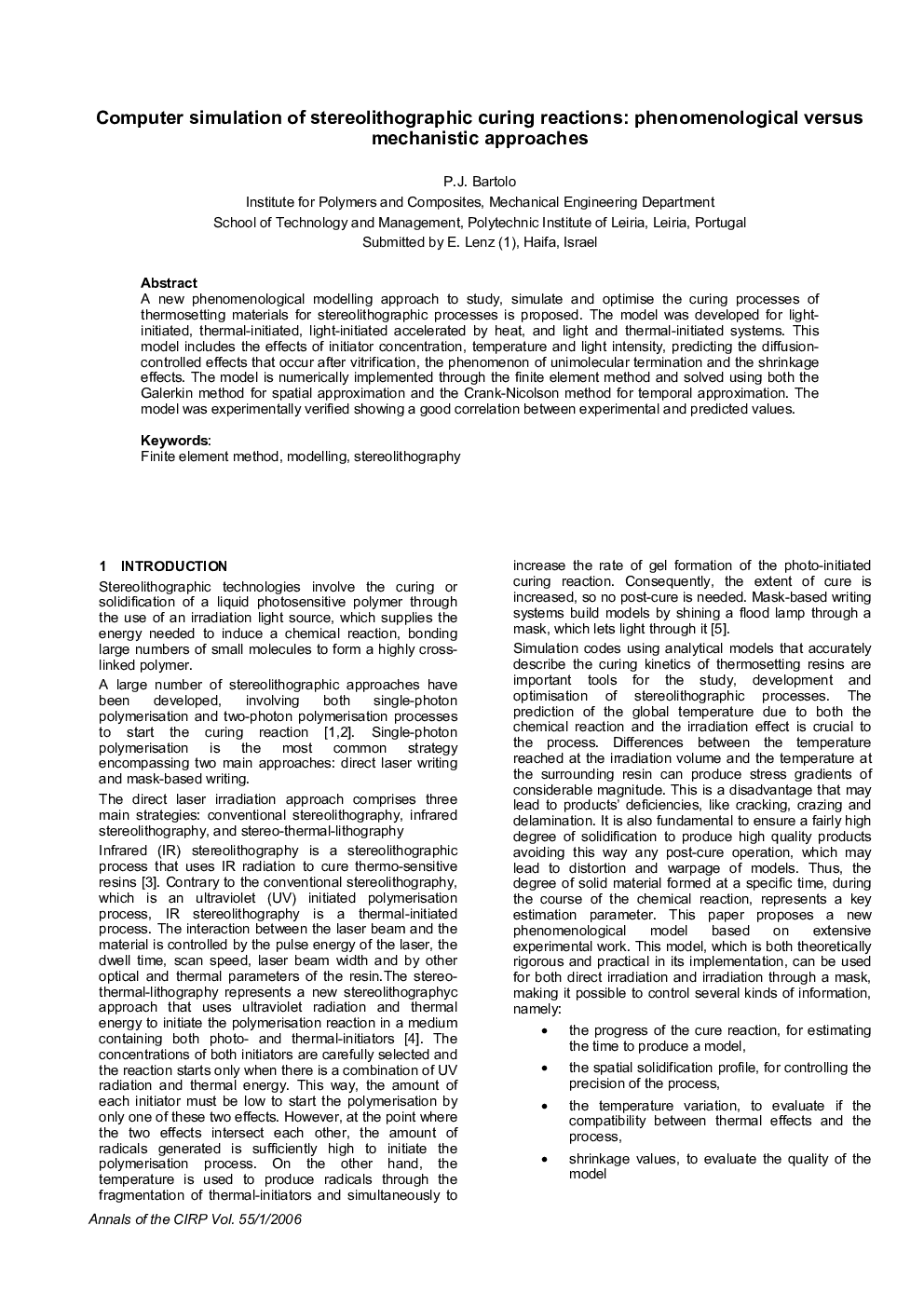 Computer simulation of stereolithographic curing reactions: phenomenological versus mechanistic approaches