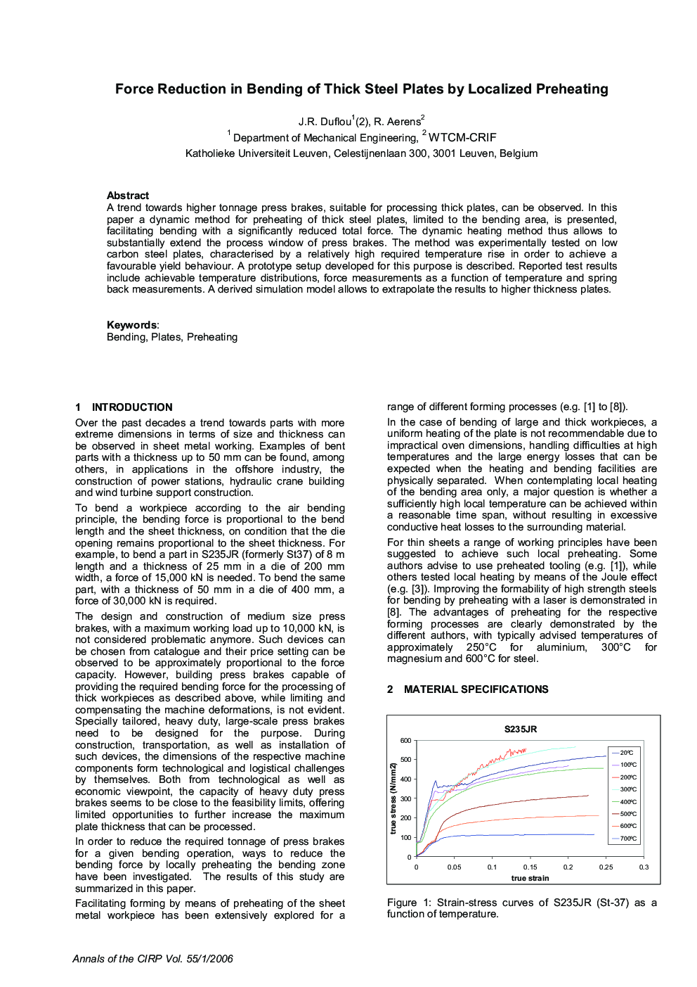 Force Reduction in Bending of Thick Steel Plates by Localized Preheating