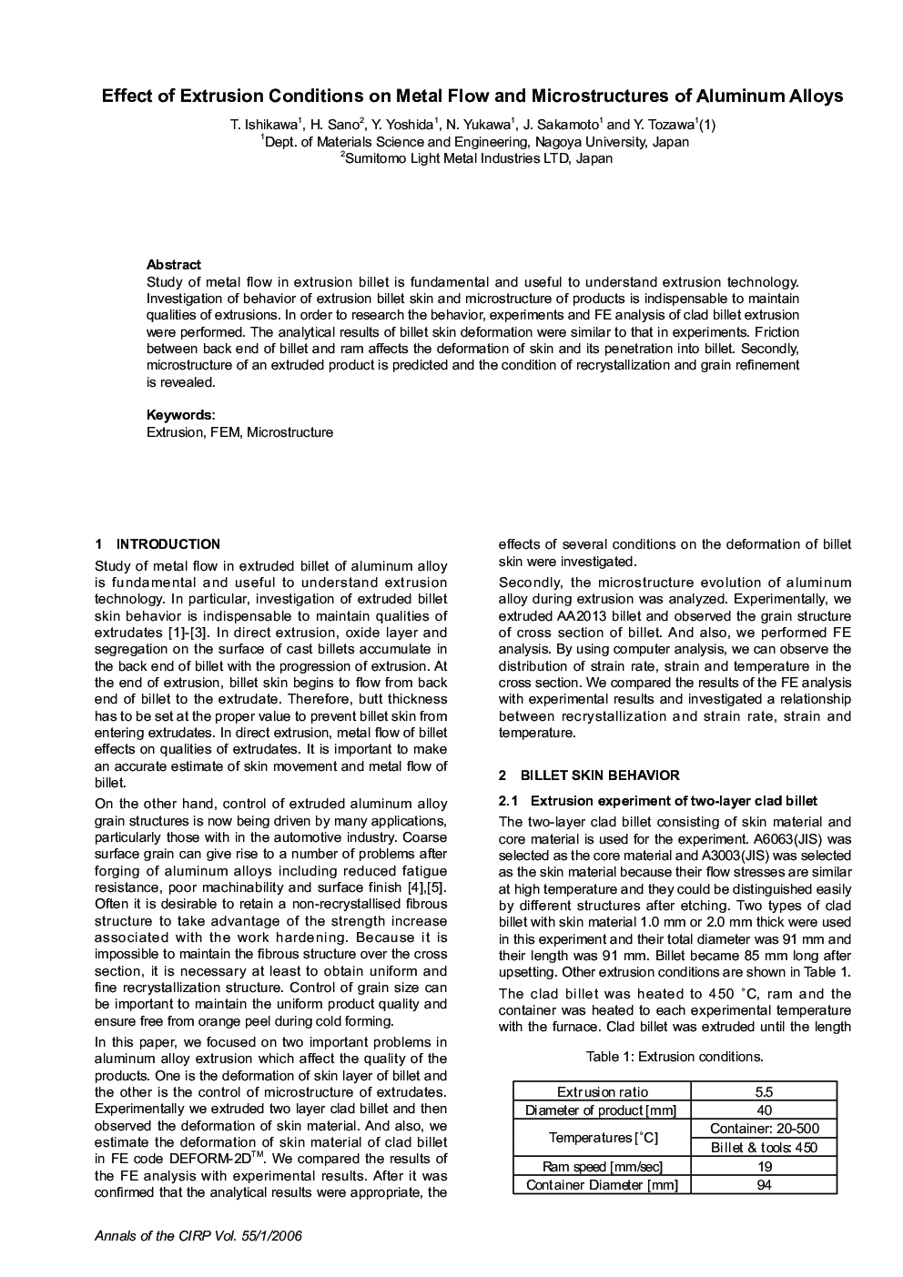 Effect of Extrusion Conditions on Metal Flow and Microstructures of Aluminum Alloys